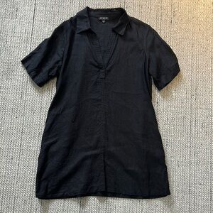 Black Short Sleeve Linen JCrew Dress